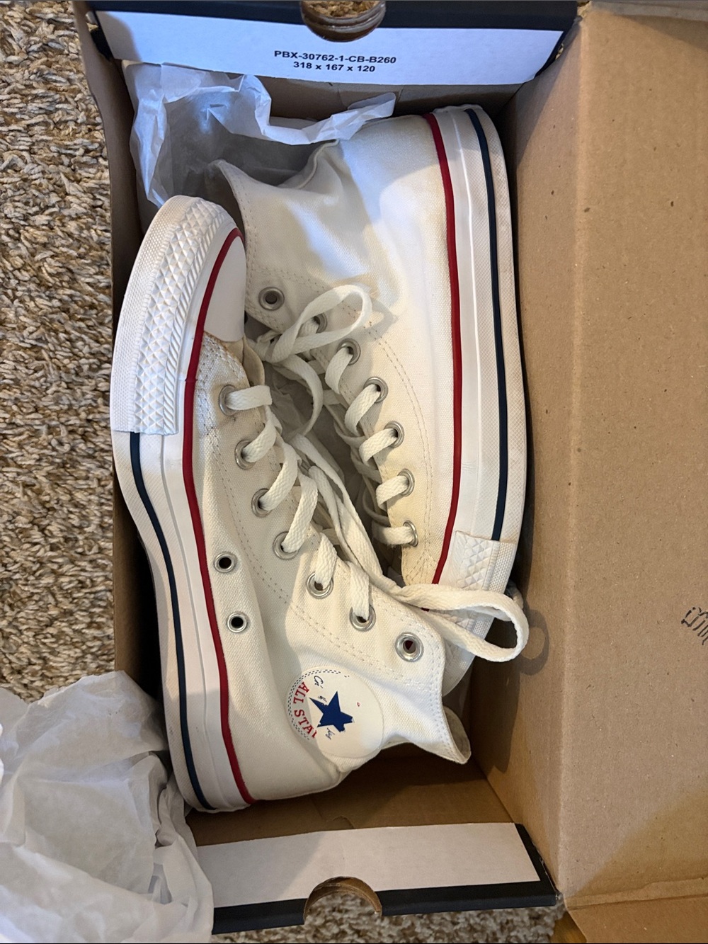 Classic White High-Top Canvas Shoes with Red & Navy Trim